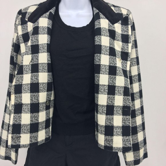 VTG Black and Cream Buffalo Check Crop Jacket - Picture 6 of 8